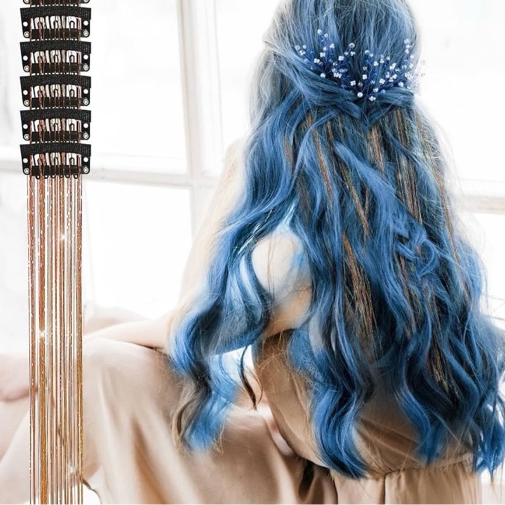 💞 New 6-Pack of Sparkly Gold 20” Clip In Hair Extensions